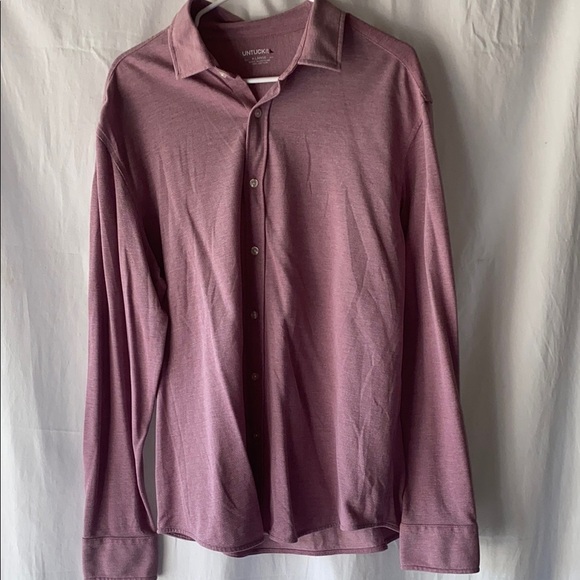 UNTUCKit Men's Casual Red Long Sleeve Pique Polo Button Down Shirt - Picture 1 of 6